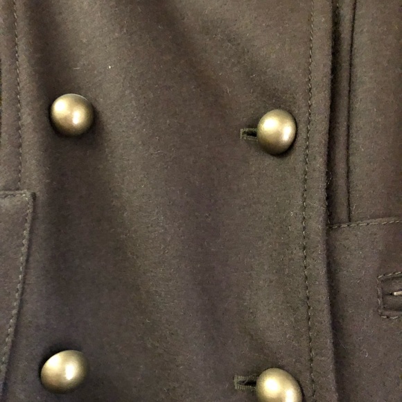 BCBGMAXAZRIA Double Breasted Wool Blend Trench Coat with Belt, Dark Olive, Small - Picture 2 of 6